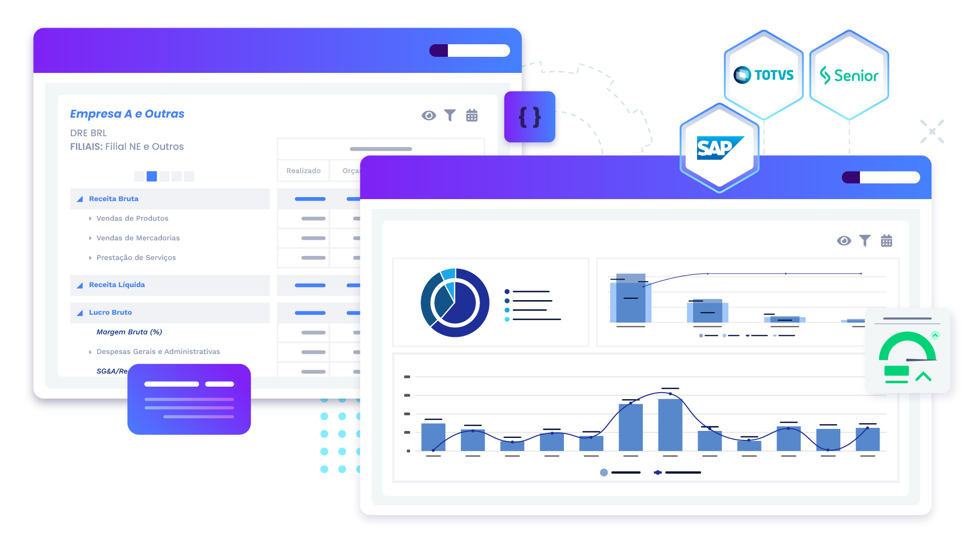 Sistema LeverPro automatizando demonstrações contábeis como DRE, Balanço Patrimonial e DFC.